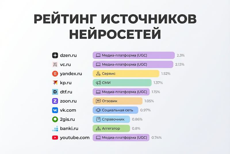 Рейтинг источников нейросетей